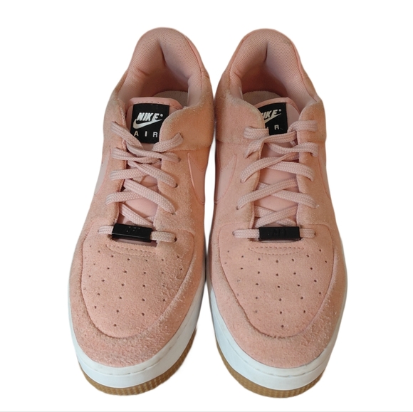 Nike Air Force 1 Sage Low Top Coral Stardust Pink Suede Platform Nike Sneaker 8 - Picture 2 of 12